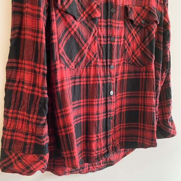Sanctuary Red Plaid Button-Down - Picture 3 of 6